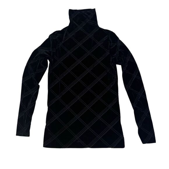 NWOT Club Monaco Women's Black Burnout Velvet Turtleneck Size L Long Sleeve - Picture 2 of 5